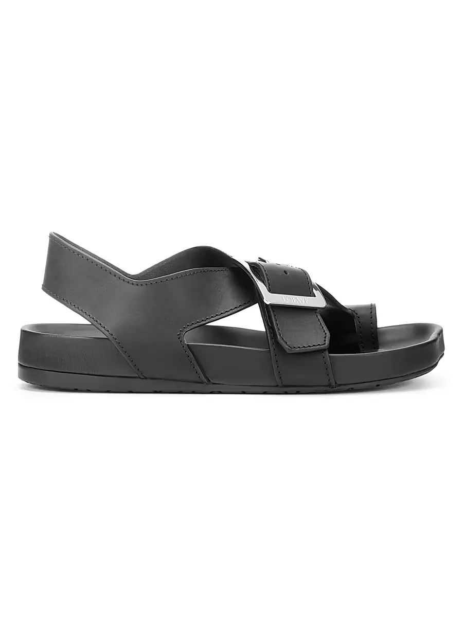 LOEWE Women's Ease Leather Sandals - Black
