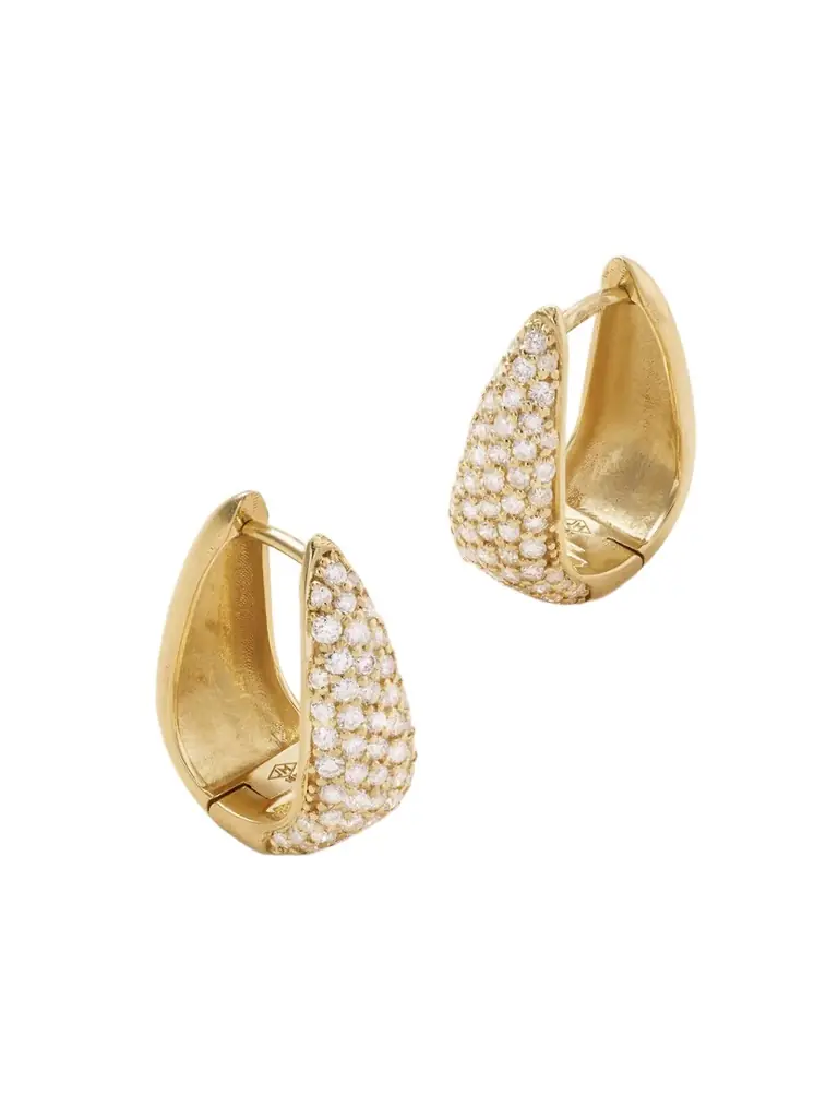 Jennifer Meyer Mini Elongated Teardrop 18-karat Gold Diamond Hoop Earrings