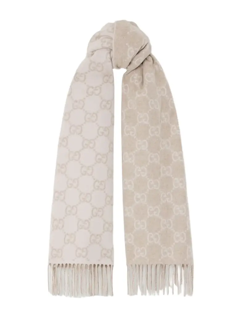 Gucci Fringed Jacquard-knit Cashmere Scarf