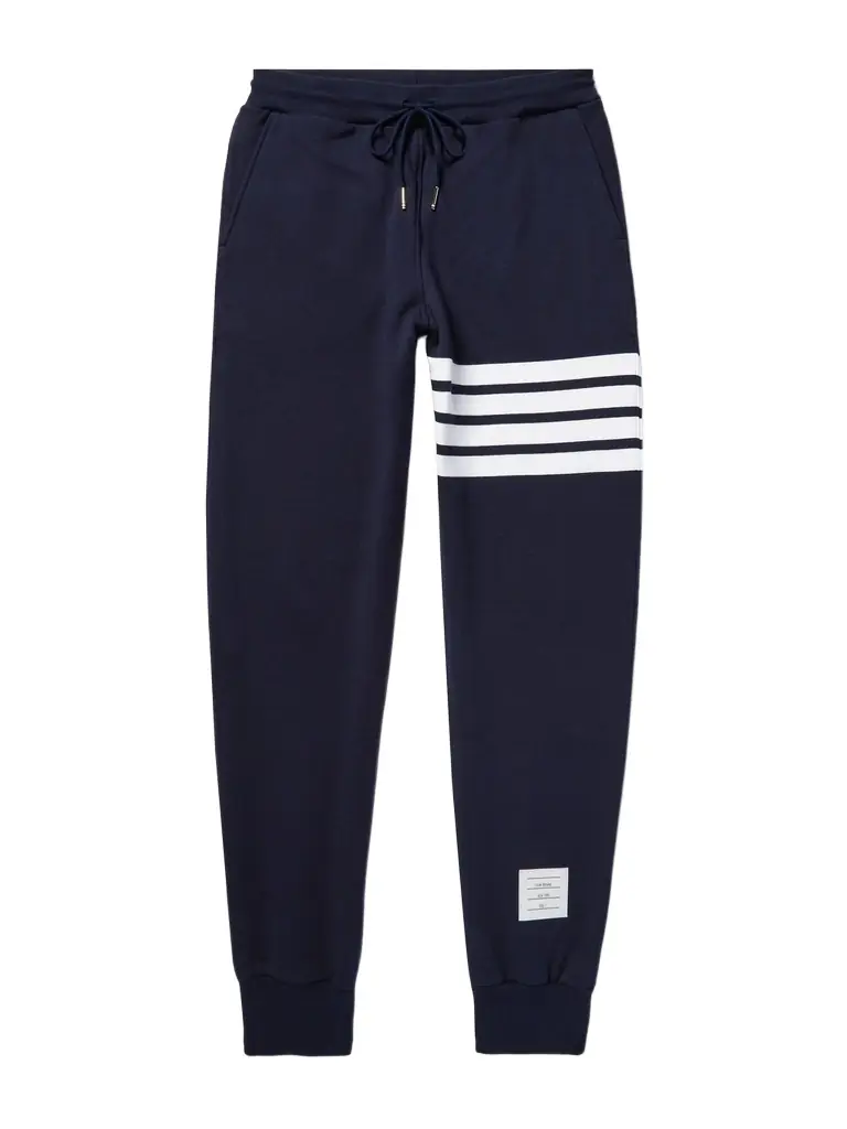 Thom Browne Tapered Striped Cotton-Jersey Sweatpants - Men