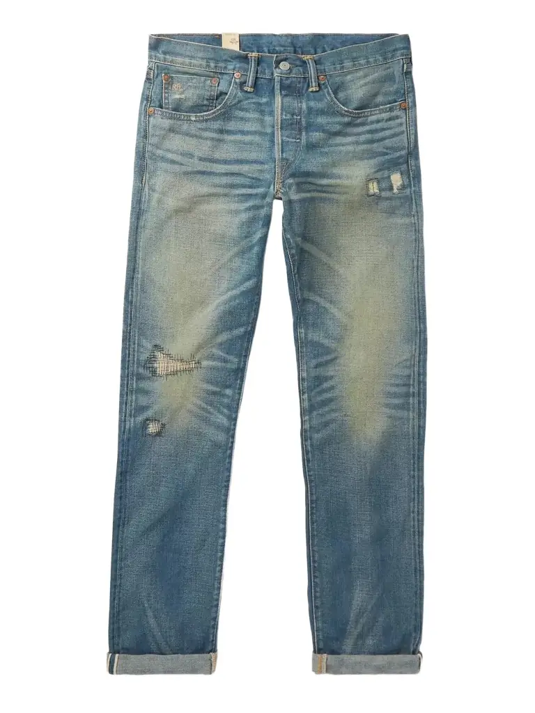 RRL Ridgway Slim-Fit Distressed Selvedge Denim Jeans - Men
