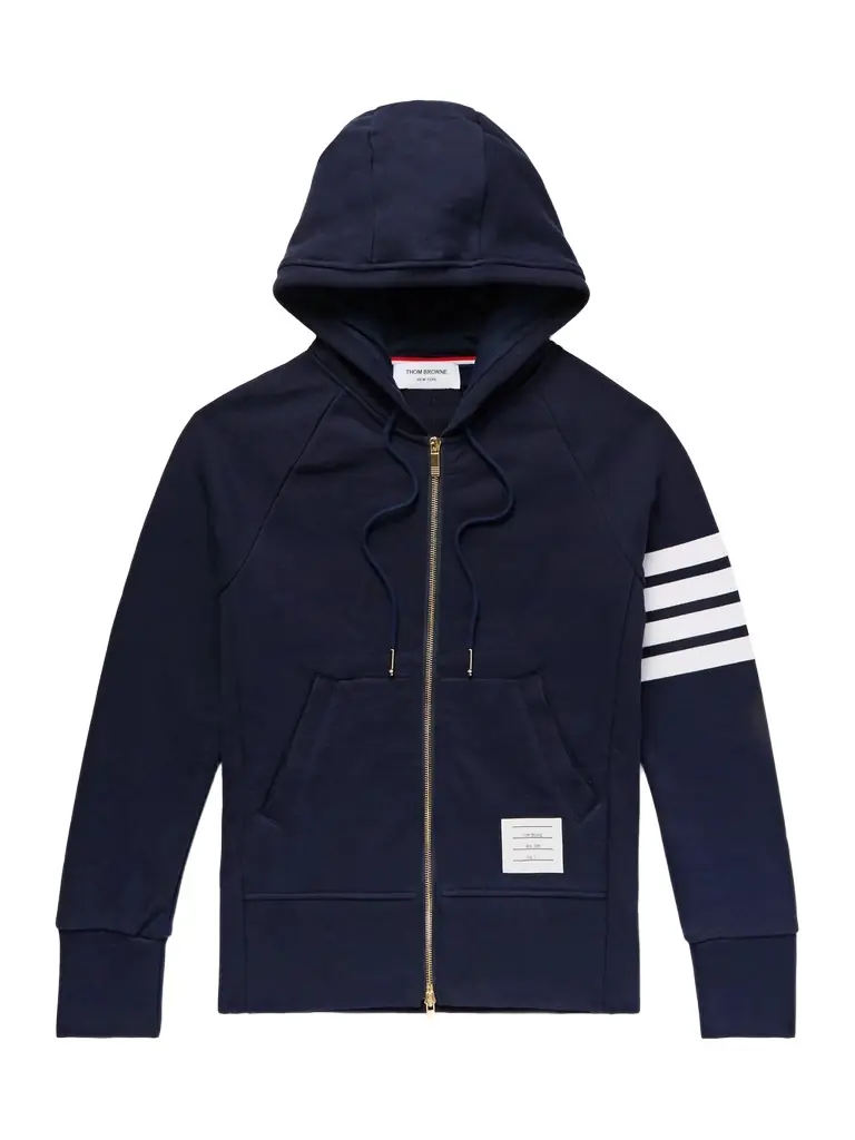 Thom Browne Slim-Fit Striped Loopback Cotton-Jersey Zip-Up Hoodie - Men
