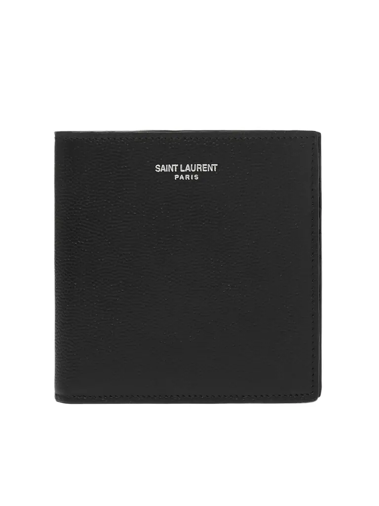 Saint Laurent Logo-Print Pebble-Grain Leather Billfold Wallet - Men