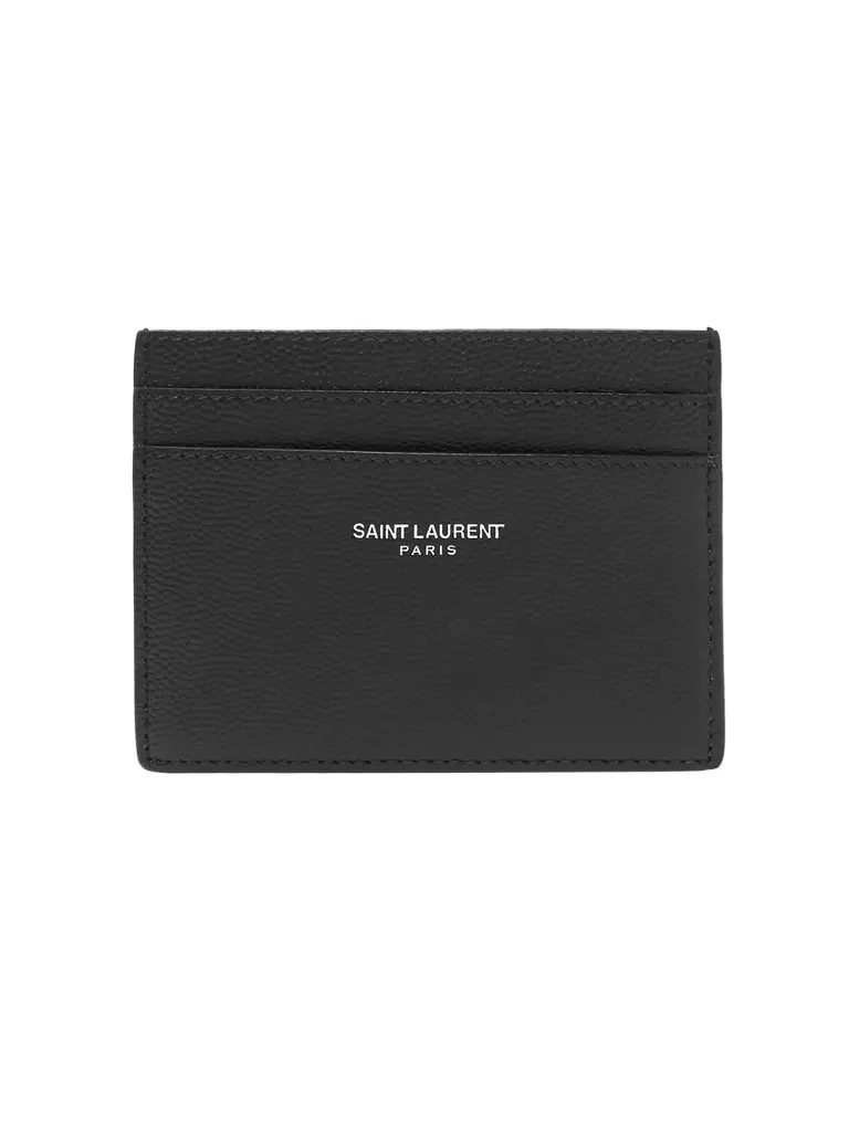 Saint Laurent Logo-Print Pebble-Grain Leather Cardholder - Men