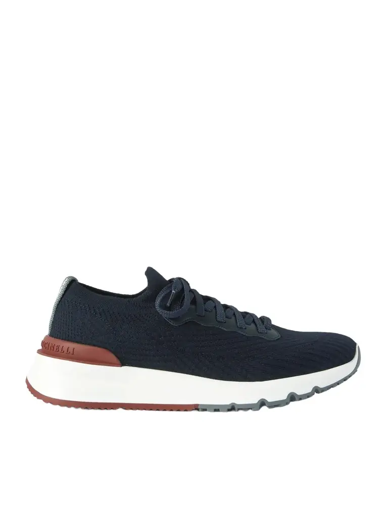 Brunello Cucinelli Leather-Trimmed Stretch-Knit Sneakers - Men