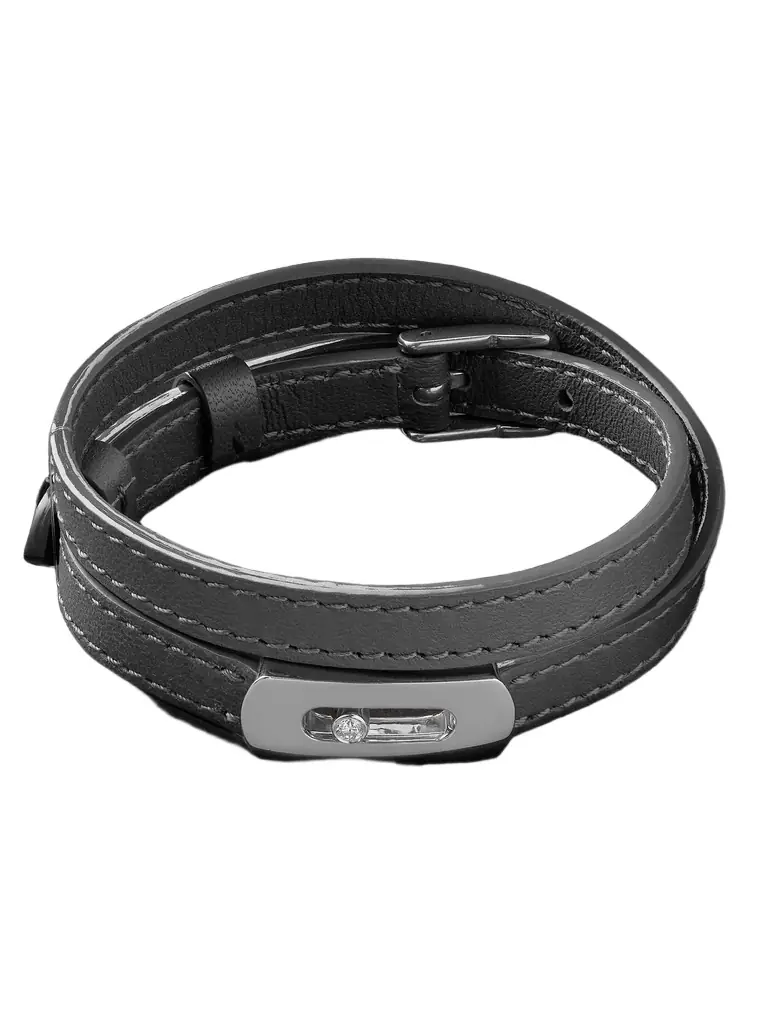 Messika My Move White Gold, Diamond and Leather Bracelet - Men
