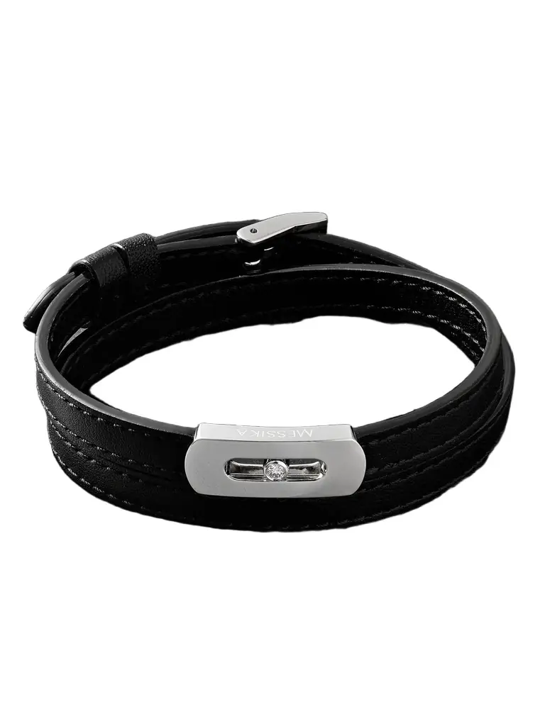 Messika My Move White Gold, Diamond and Leather Bracelet - Men