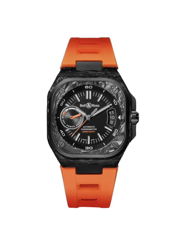 Bell & Ross BR-X5 Carbon Orange Limited Edition Automatic Chronometer 41mm DLC-Coated Titanium and Rubber Watch, Ref. No. BRX5R-BO-TC/SRB - Men