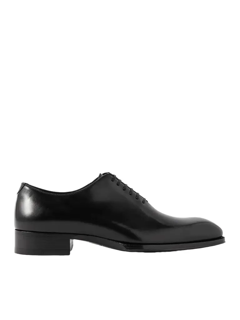 Tom Ford Elkan Whole-Cut Glossed-Leather Oxford Shoes - Men