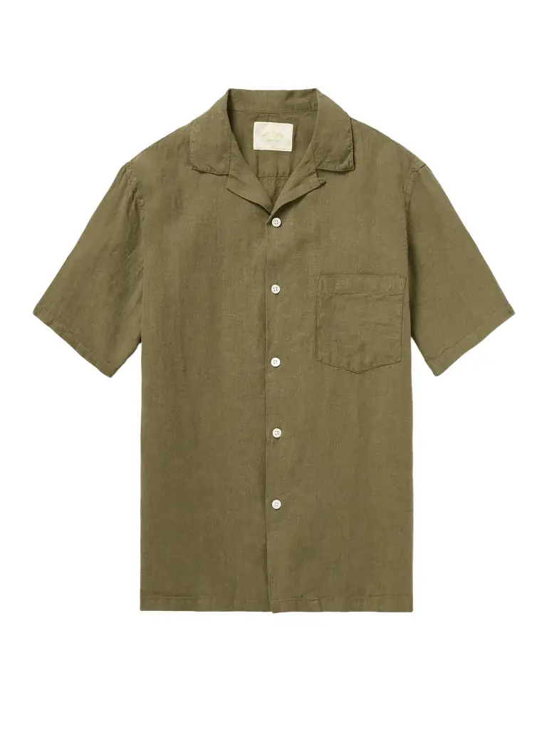 Portuguese Flannel Camp-Collar Linen Shirt - Men