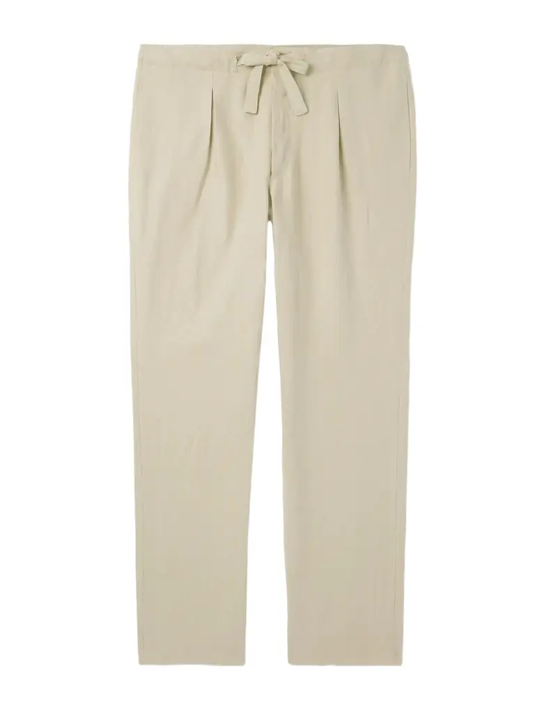 Stòffa Straight-Leg Linen-Twill Drawstring Trousers - Men