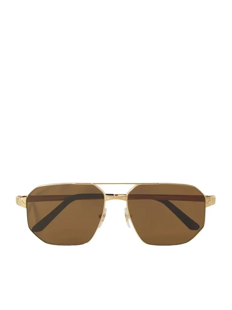 Cartier Eyewear Santos de Cartier Aviator-Style Gold-Tone Sunglasses - Men