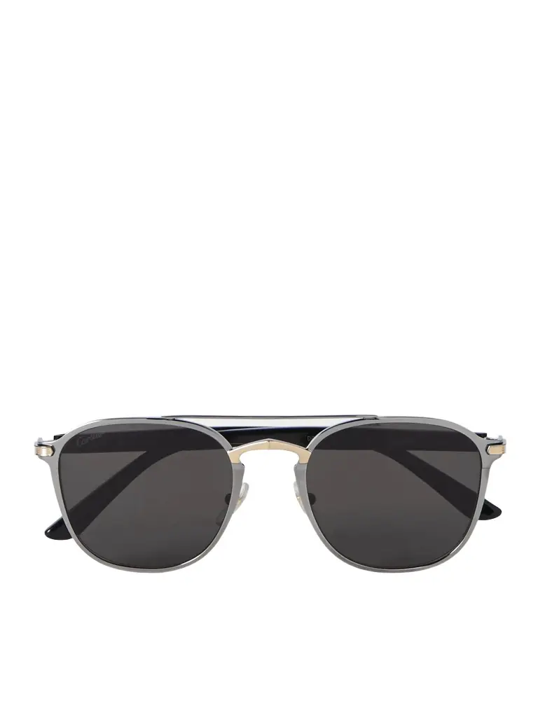Cartier Eyewear Aviator-Style Gunmetal, Gold-Tone and Acetate Sunglasses - Men