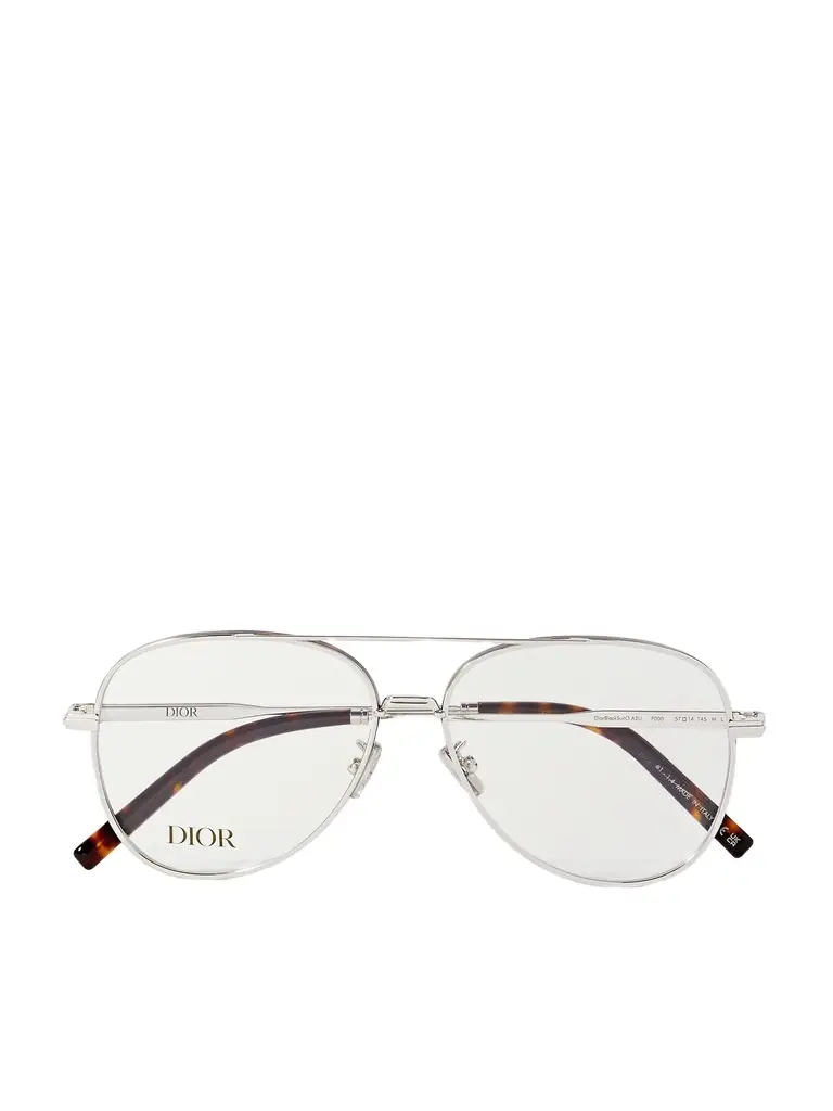DIOR Eyewear DiorBlackSuitO A2U Aviator-Style Tortoiseshell Acetate-Trimmed Silver-Tone Optical Glasses - Men - Women's Accessories