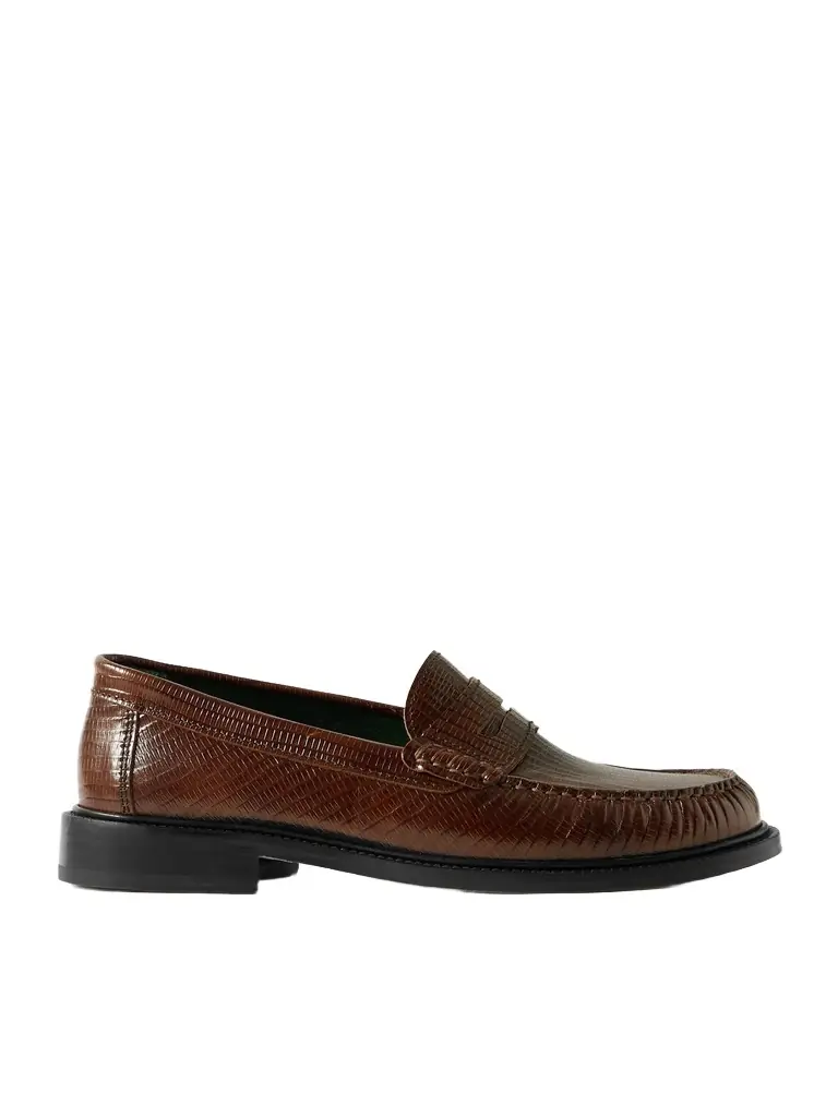 Vinny's Yardee Lizard-Effect Leather Penny Loafers - Men