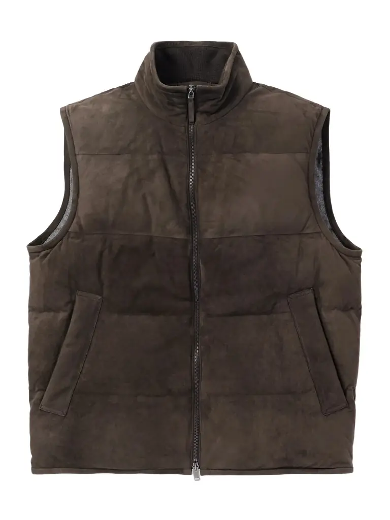 Zegna Quilted Suede Down Gilet - Men