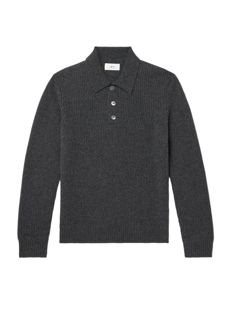 MR P. Ribbed Cashmere Polo Shirt - Men