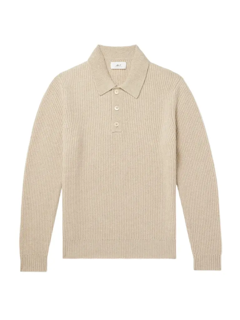 MR P. Ribbed Cashmere Polo Shirt - Men