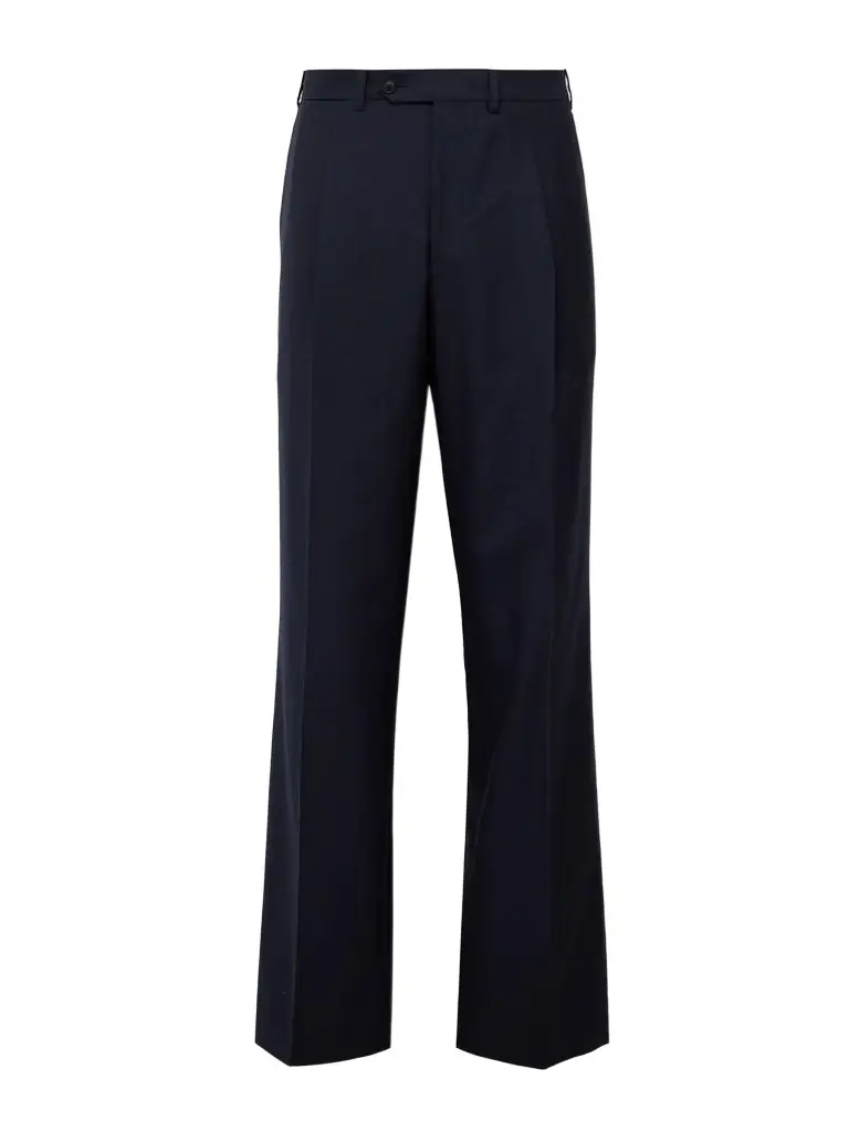 Saman Amel Amo Wide-Leg Pleated Wool, Silk and Linen-Blend Suit Trousers - Men