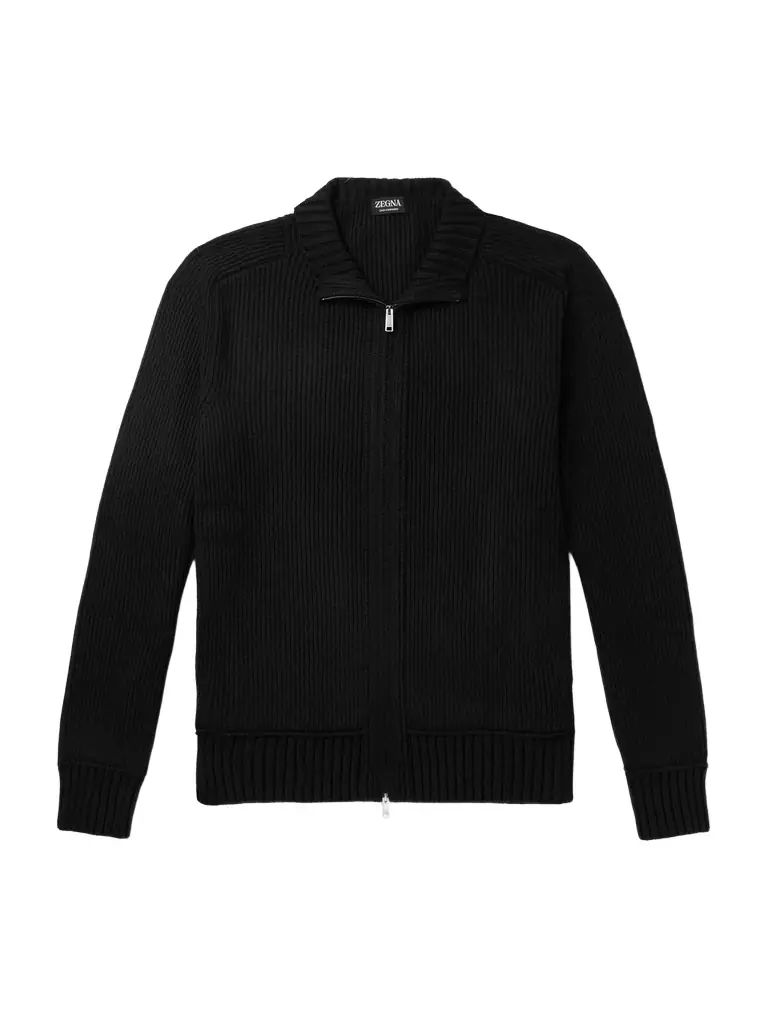 Zegna Ribbed Oasi Cashmere Zip-Up Cardigan - Men
