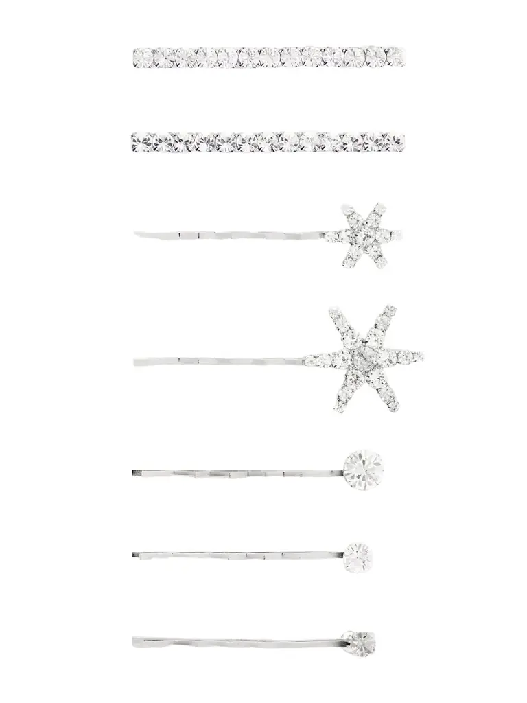 Jennifer Behr Luzia Set Of Seven Silver-tone Swarovski Crystal Hair Slides