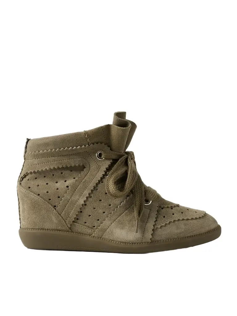 Isabel Marant Bobby Perforated Suede Wedge Sneakers