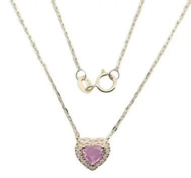 Wish Fine Jewelry 0.7ct Diamond Pink Saphire 18K Gold Necklace