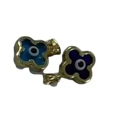Wish Fine Jewelry 14K Yellow Gold Evil Eye Flower Shape Pendant 1g