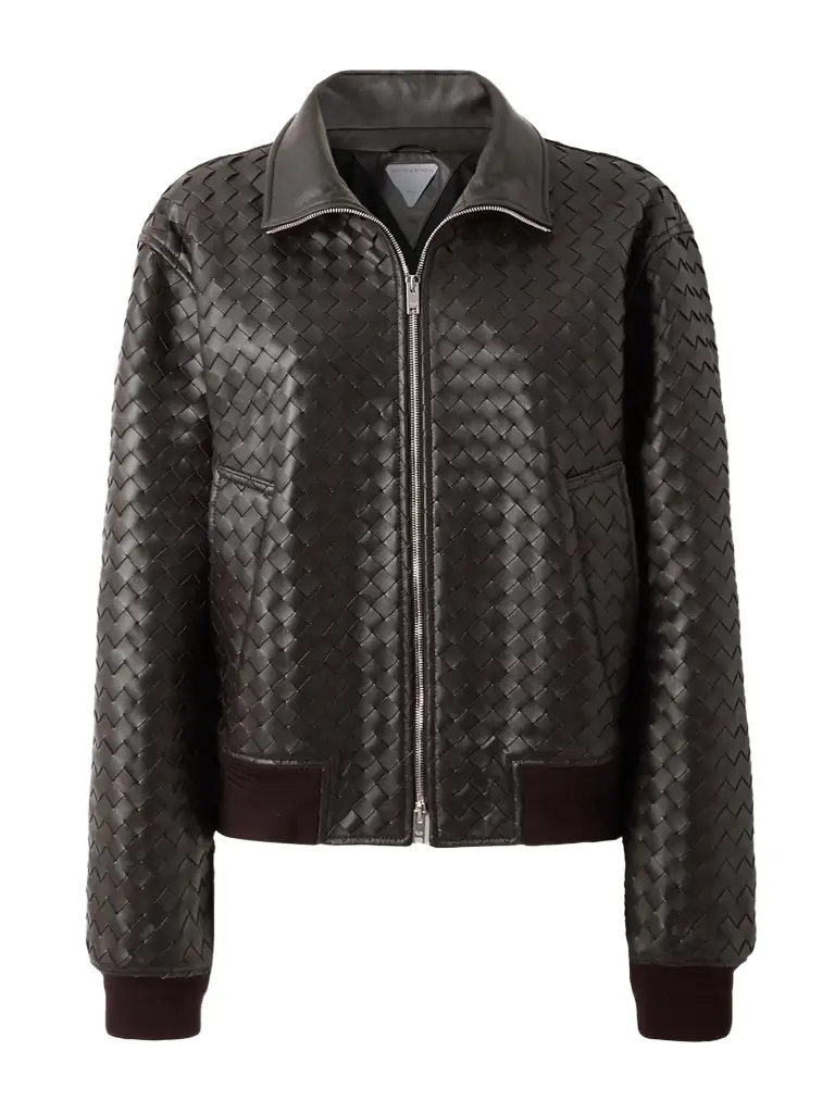 Bottega Veneta Intrecciato Leather Bomber Jacket