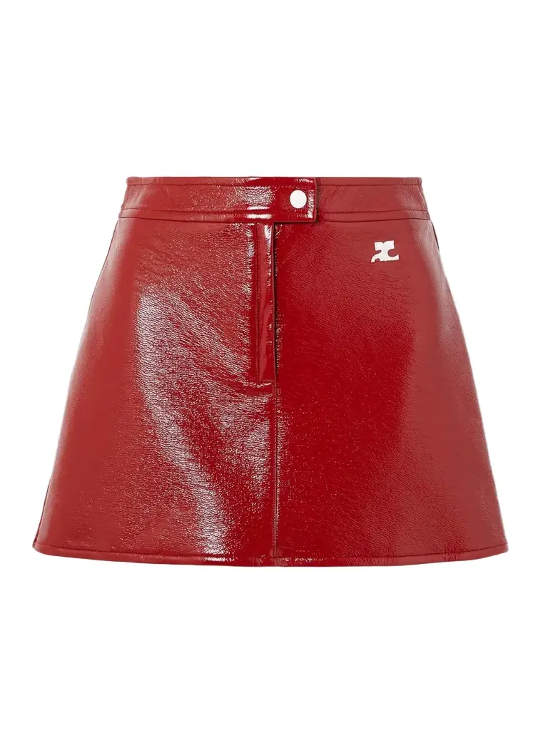Courreges Appliquéd Coated Cotton-blend Mini Skirt