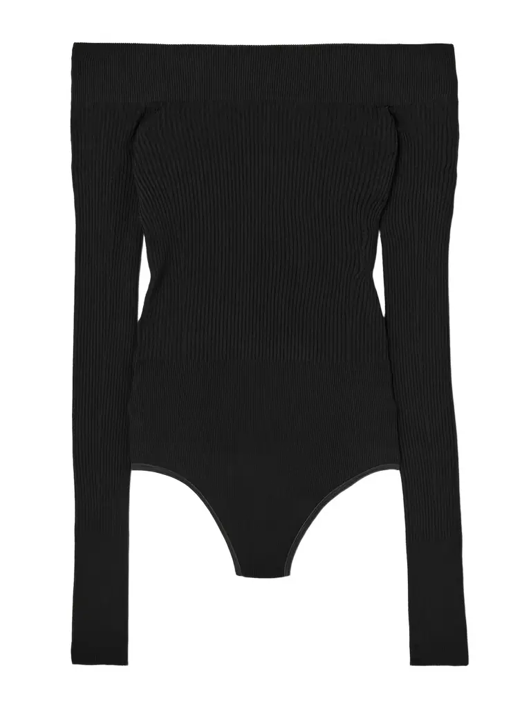 Alaïa Off-the-shoulder Ribbed-knit Bodysuit