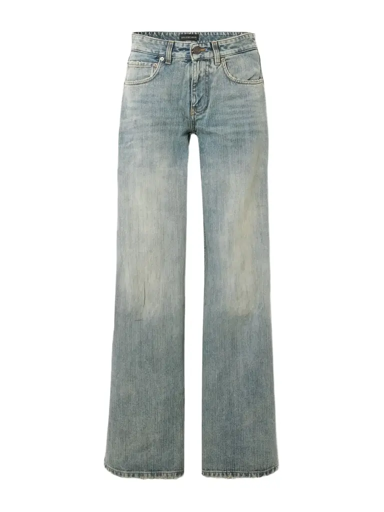 Balenciaga Distressed id-rise Wide-leg Jeans