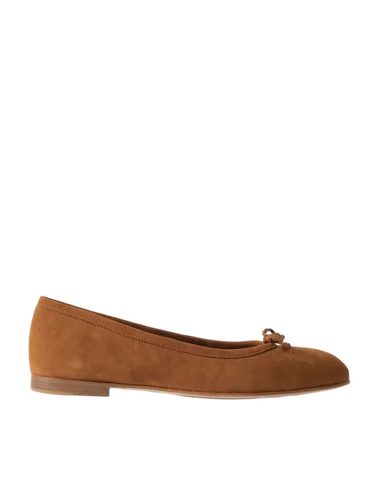 Manolo Blahnik Veralli Bow-detailed Suede Ballet Flats