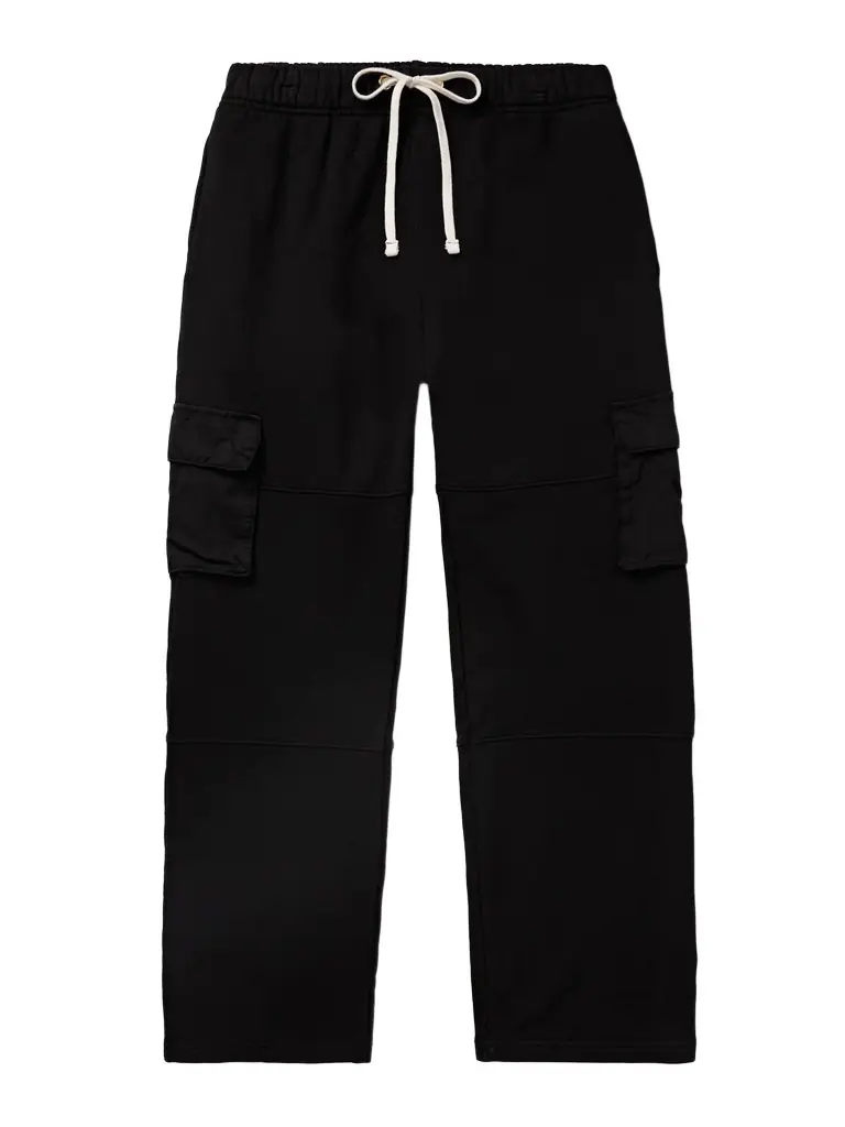 Les Tien Heavyweight Straight-Leg Structured-Fleece Cotton-Jersey Drawstring Cargo Trousers - Men