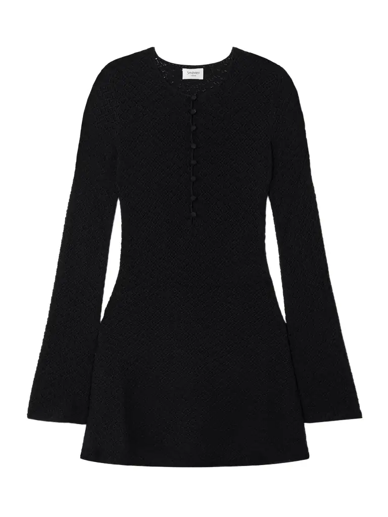 Saint Laurent Open-knit Wool-blend Mini Dress