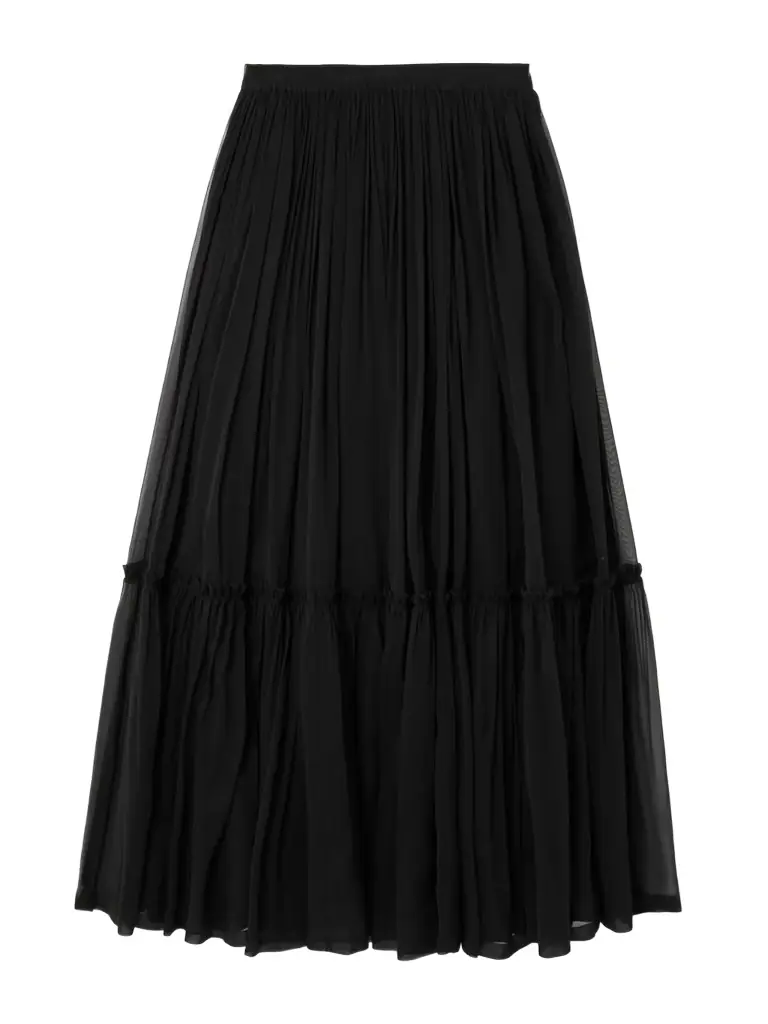 Saint Laurent Tiered Gathered Silk-chiffon Maxi Skirt