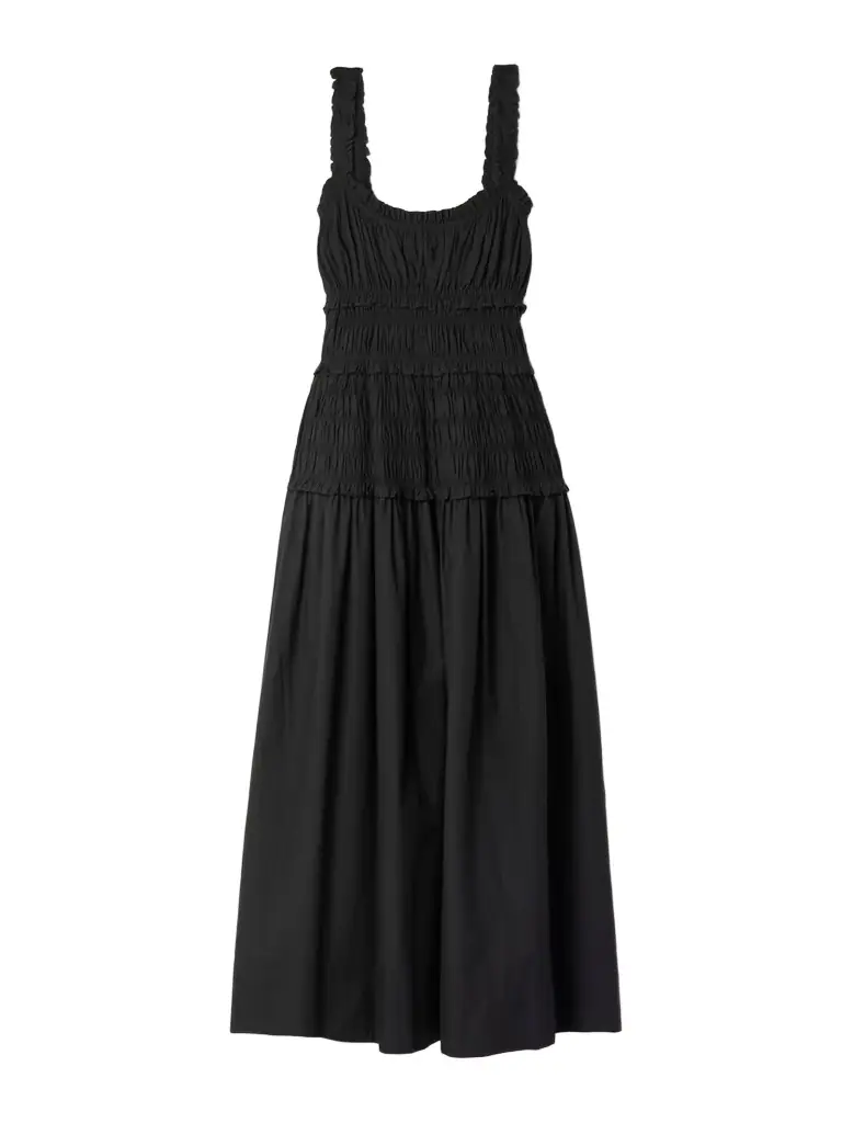 DÔEN Marianne Shirred Organic Cotton-poplin Midi Dress