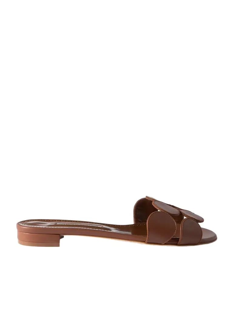 Manolo Blahnik Haribalmu 10 Cutout Leather Slides