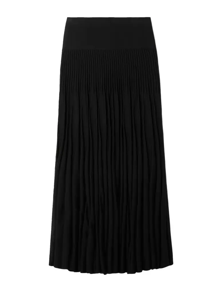 Alaïa Pleated Wool Midi Skirt