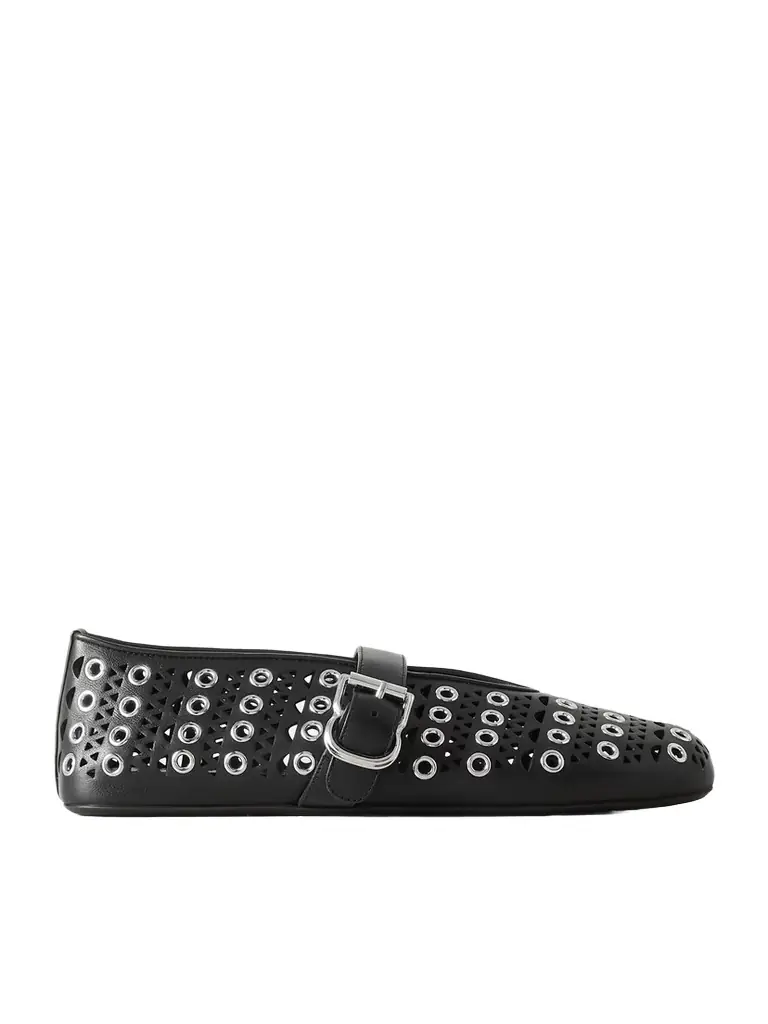 Alaïa Vienne Perforated Eyelet-embellished Leather Ballet Flats