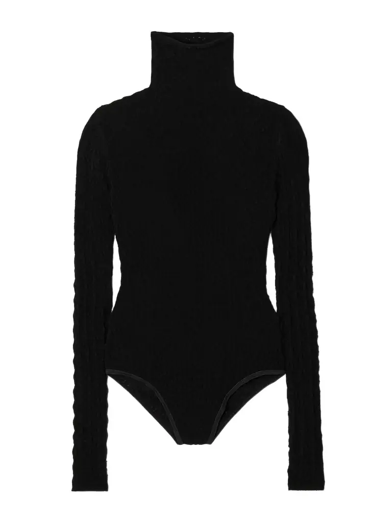 Alaïa Open-knit Turtleneck Bodysuit