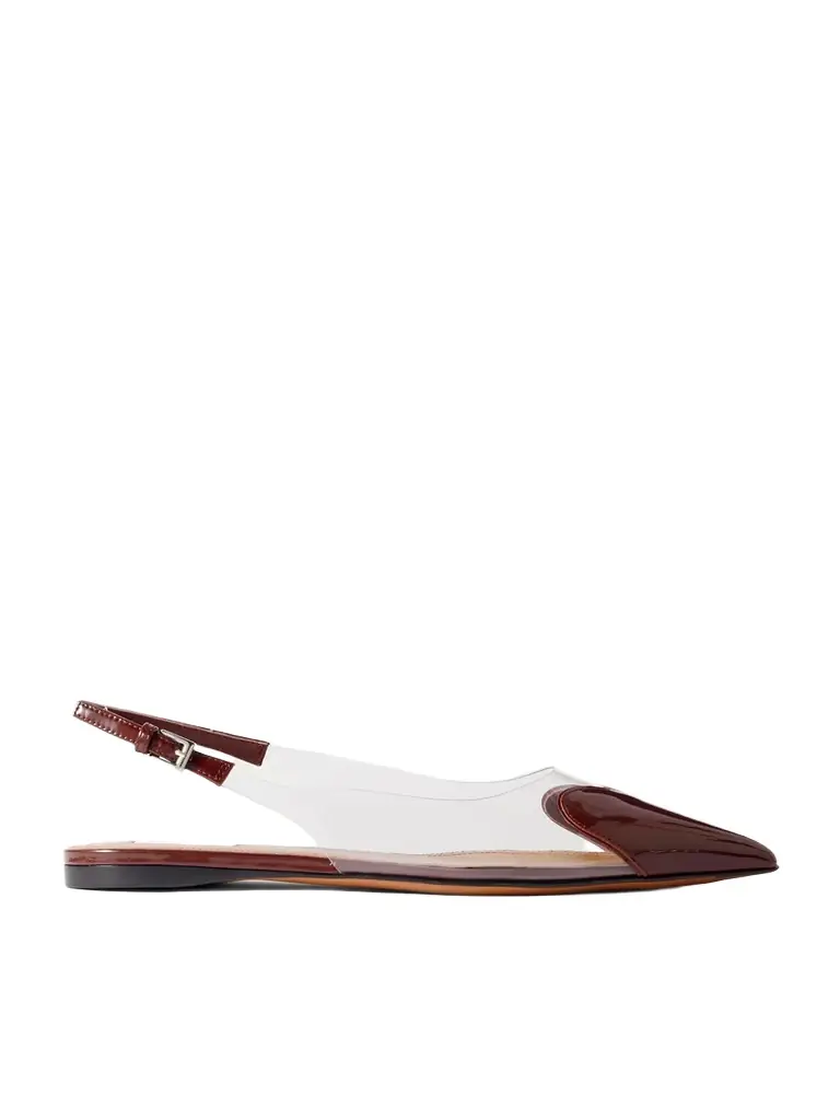 Alaïa Le Cœur Pu And Patent-leather Slingback Point-toe Flats