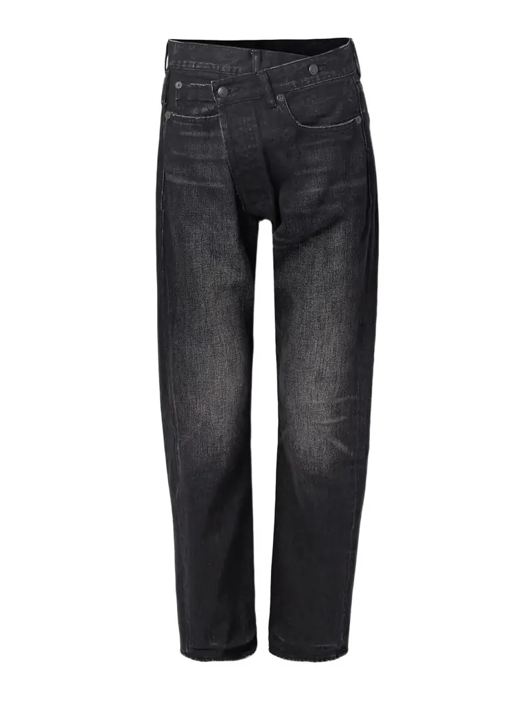 R13 Crossover Asymmetric Distressed Mid-rise Boyfriend Jeans - Women's Clothing