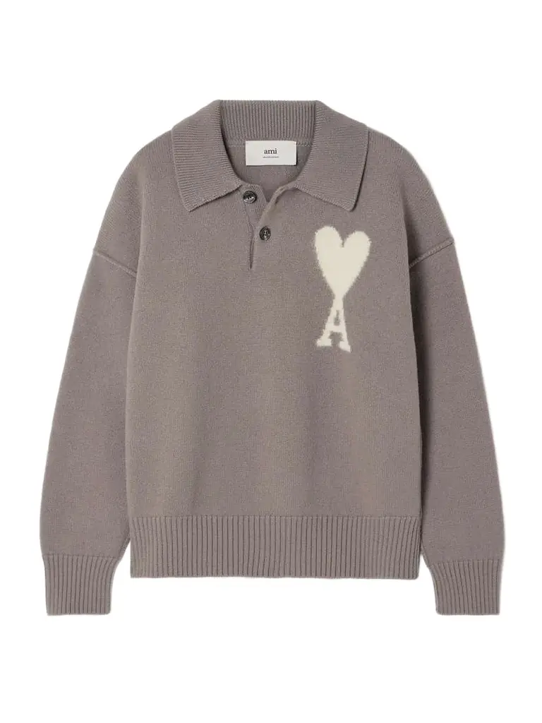 AMI PARIS Intarsia Wool Polo Sweater - Women's Clothing