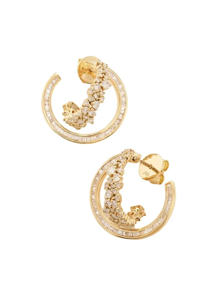 Ananya Scatter Double 18-karat Gold Diamond Hoop Earrings