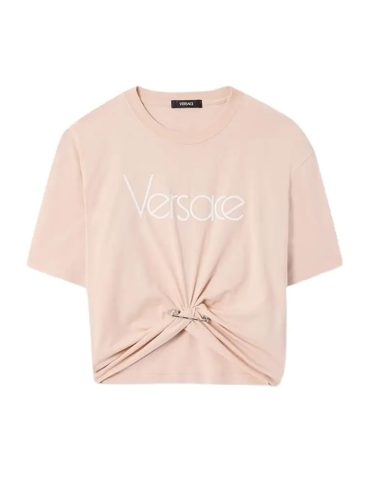 Versace Cropped Embellished Cotton-jersey T-shirt - Women's Jewelry And Watches