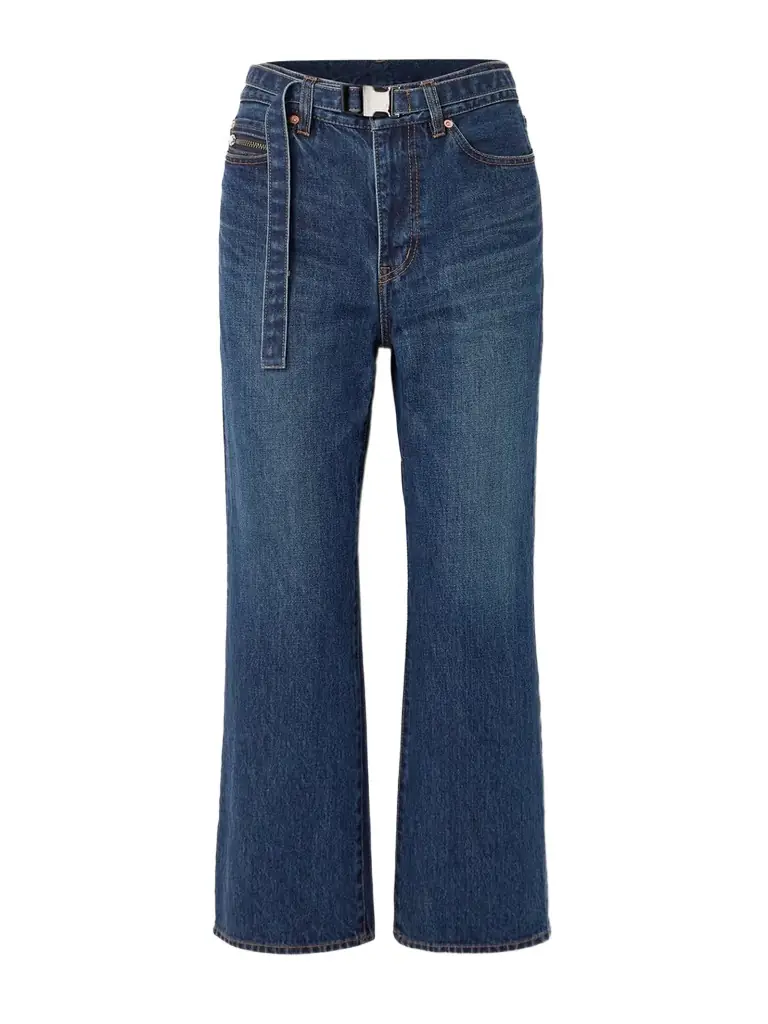 Sacai Belted Bootcut Jeans