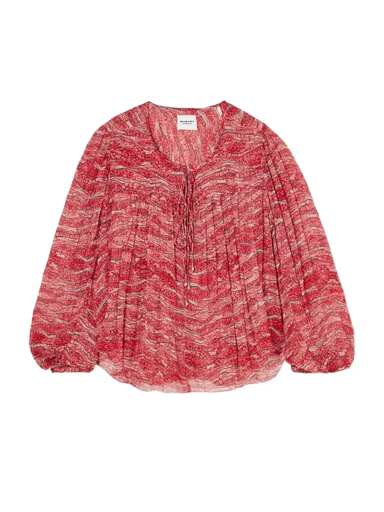 Marant Étoile Advika Tie-detailed Printed Crepon Blouse - Women's Clothing