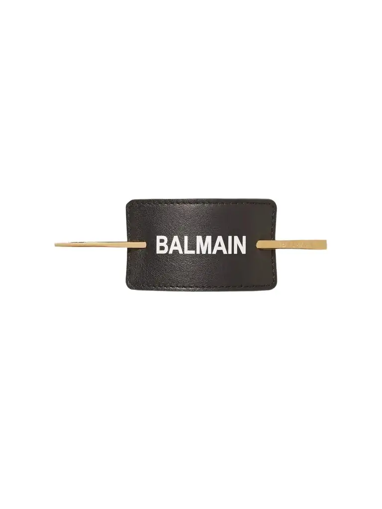 Balmain Gold-plated And Printed Leather Hair Pin - Women's Beauty