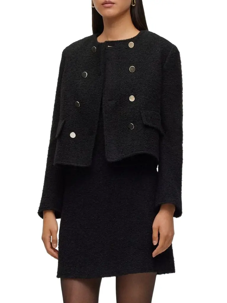 BOSS Women's Slim-Fit Tweed Dress With Button-Detail Pockets - Black - Women's Accessories